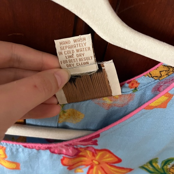 Rare MOE Vintage 60s/70s Blue Hawaiian Print Mod Mini Dress - Picture 7 of 9